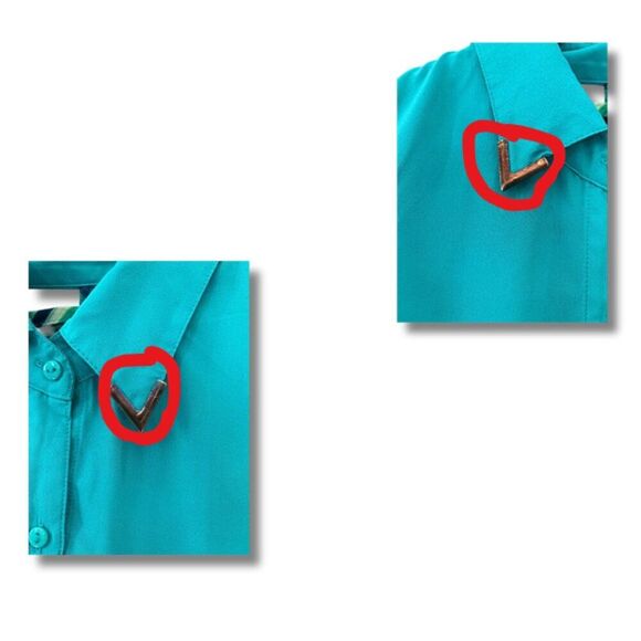 Material Girl Teal Button-Down Sleeveless Blouse Size M Striped Back - Picture 7 of 8